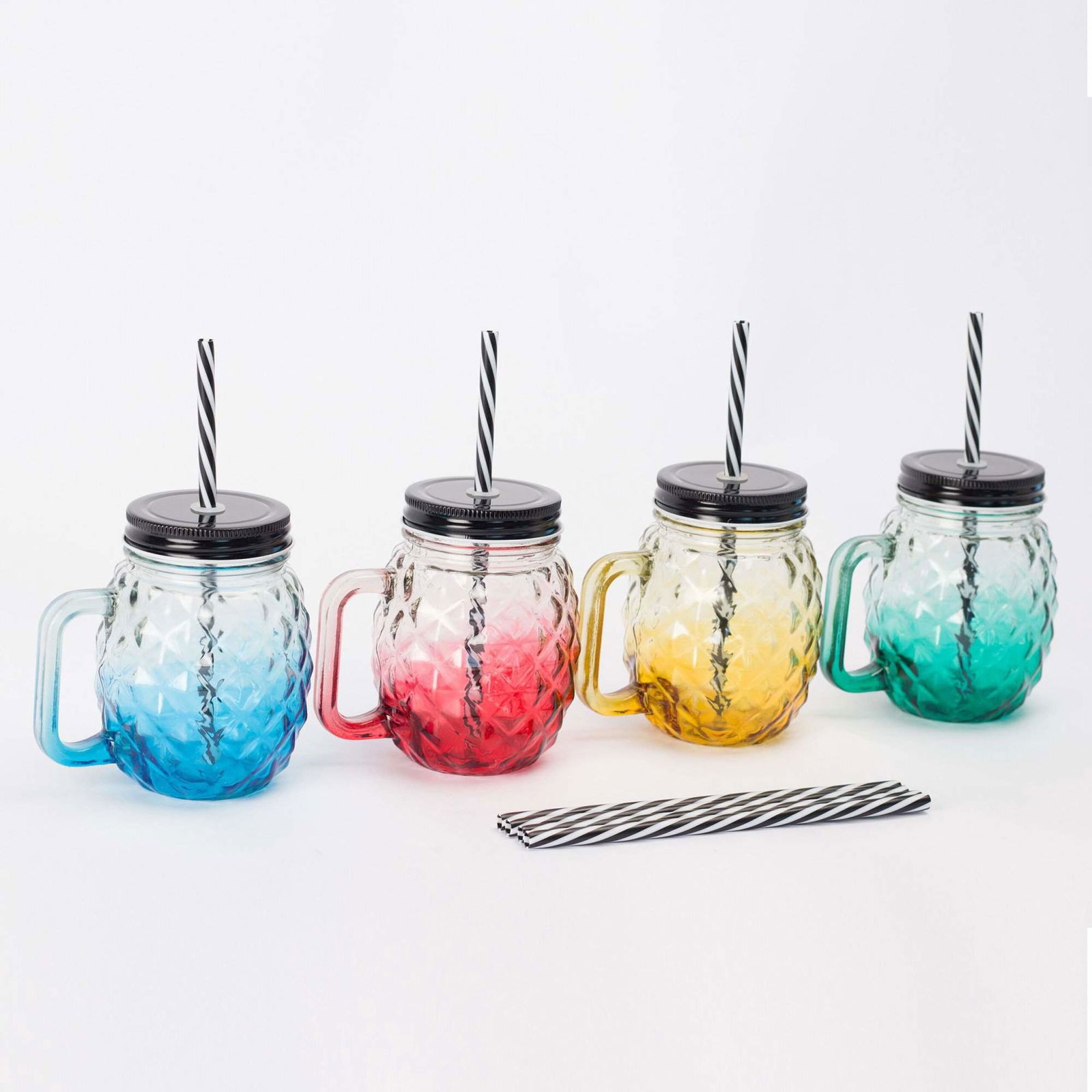 Ananasglas med lock och sugrör – set om 4 | Hem & Hobby | Pryloteket