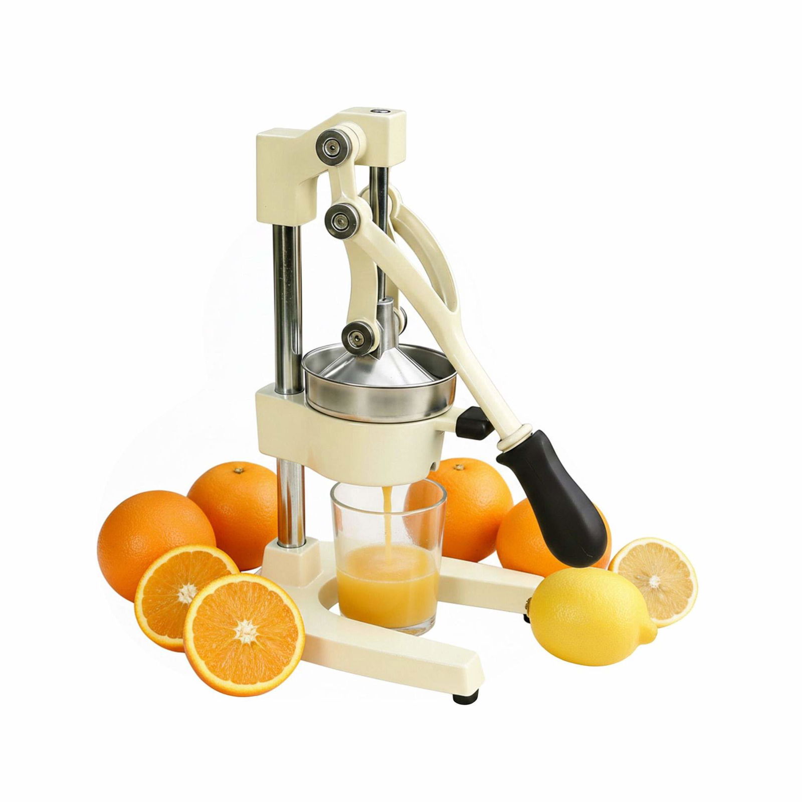 Manuel citruspresse – støbejern, si i rustfrit stål