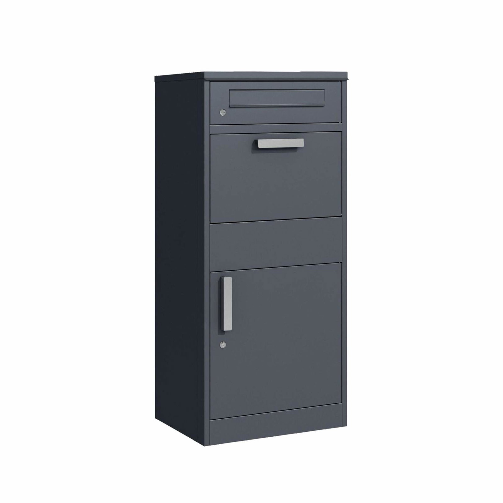 Vejrbestandig fritstående postkasse – aflåselig ståldesign