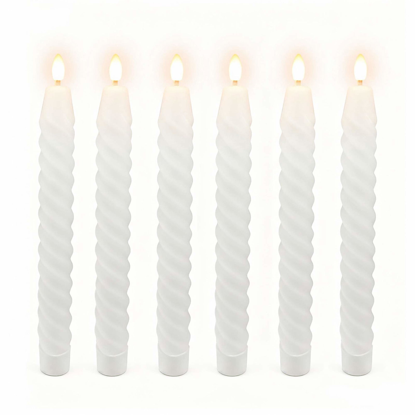 LED flammeløse keglelys, ægte voks, sæt med 6