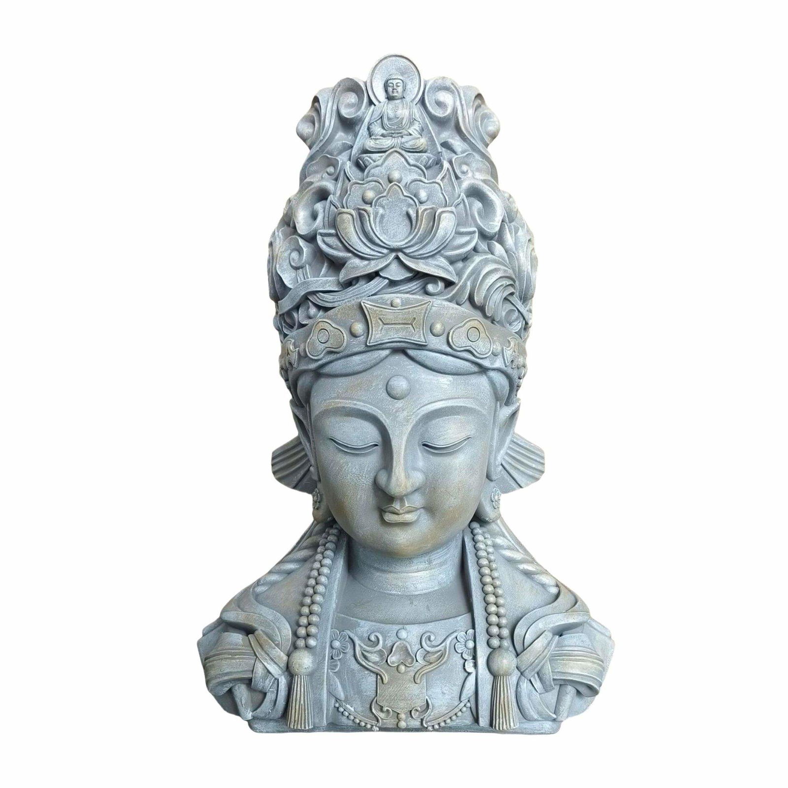 Buddha Buste 44cm – Holdbar Polyresin med Steneffekt