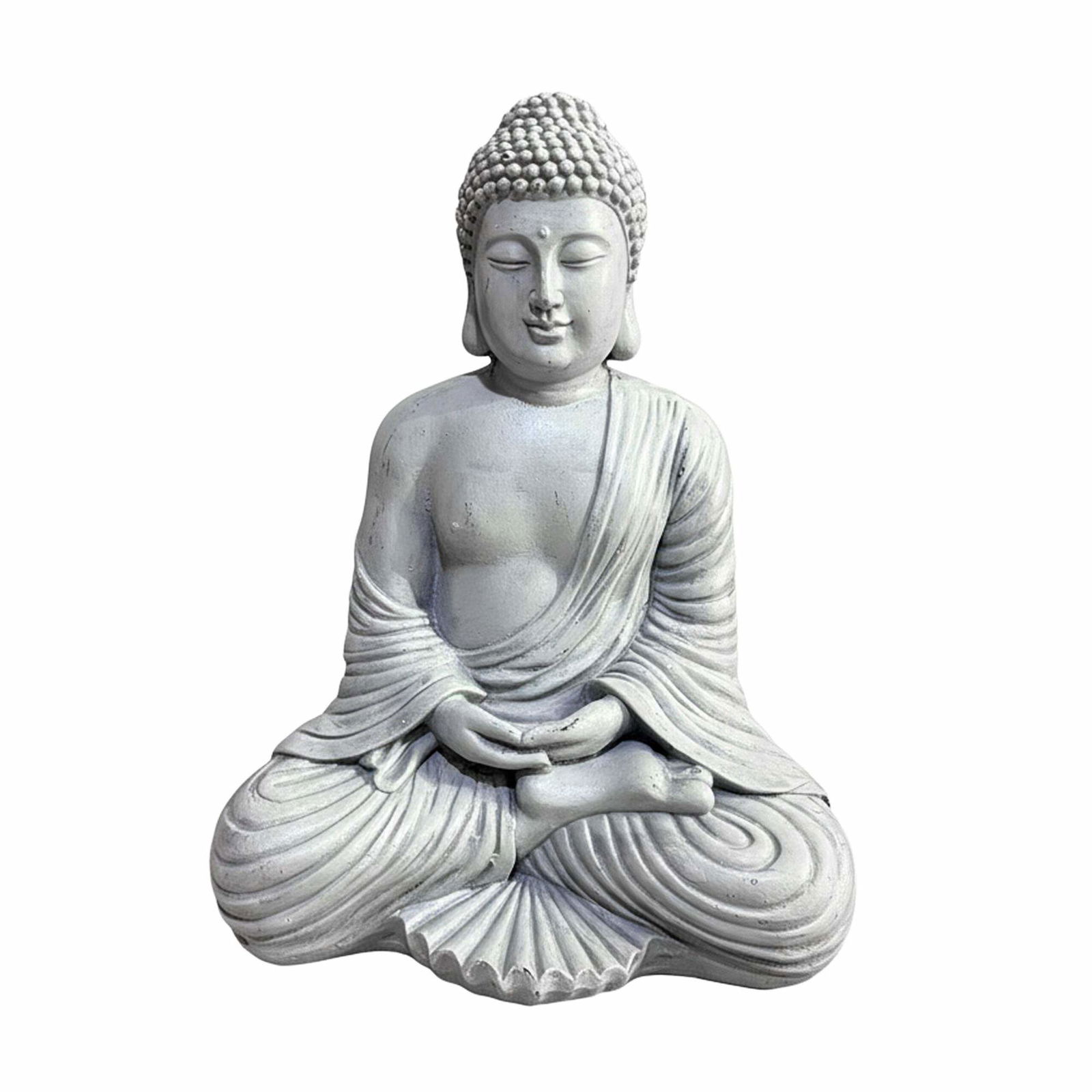 Buddha-statue 42 cm – Sten-effekt, vejrbestandig ornament