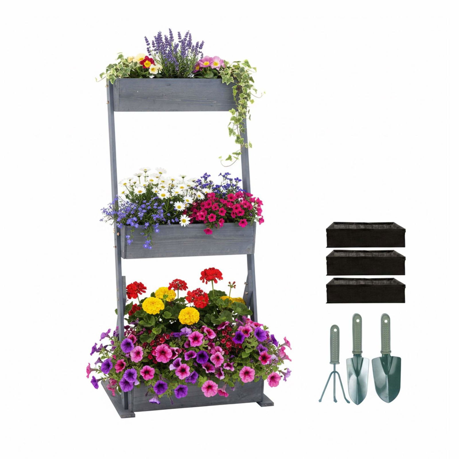 Balkonplantekasse i flere niveauer – Pladsbesparende design i grantræ