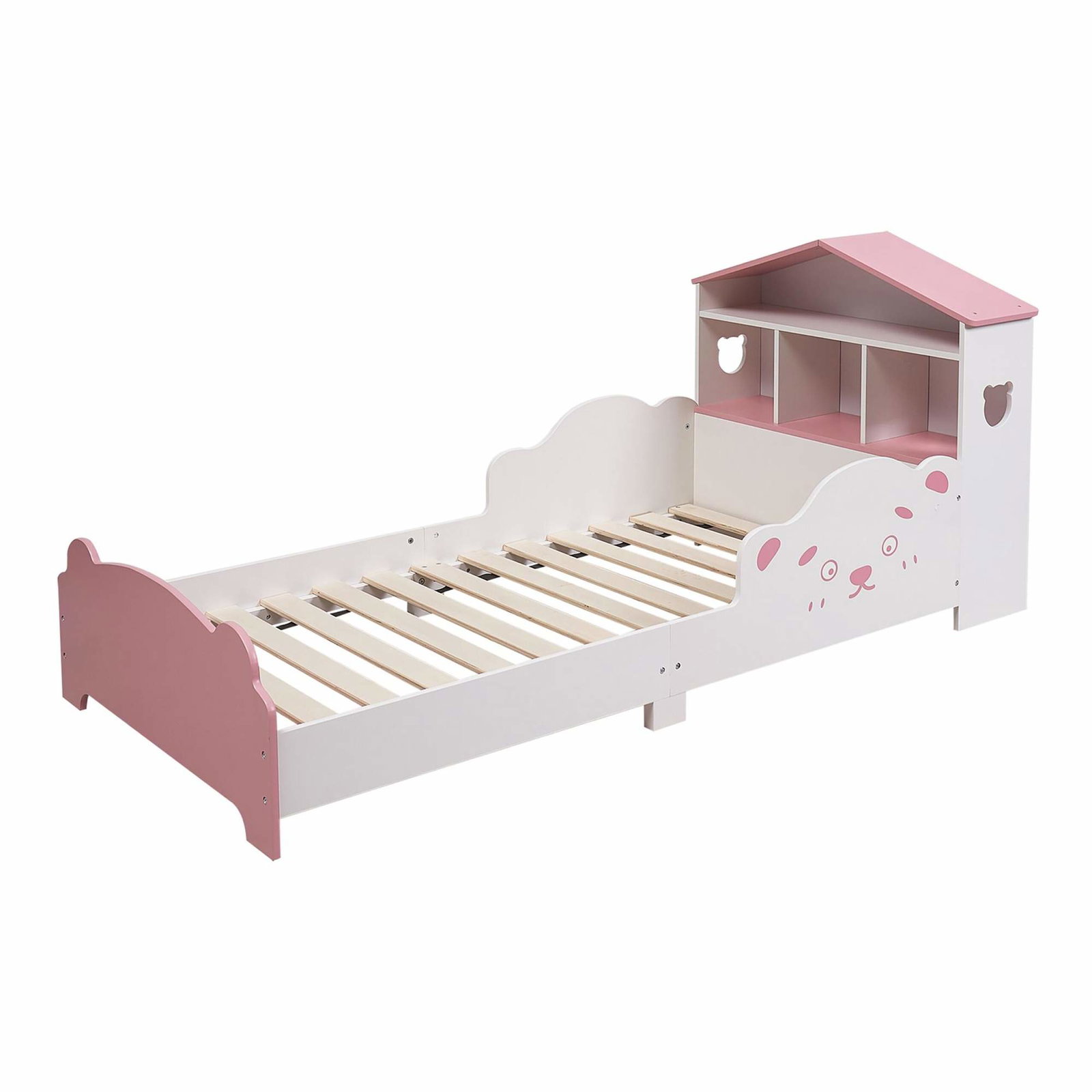 Småbarnssäng med säkerhetsräcken och hyllplan | Hem & Hobby | Pryloteket