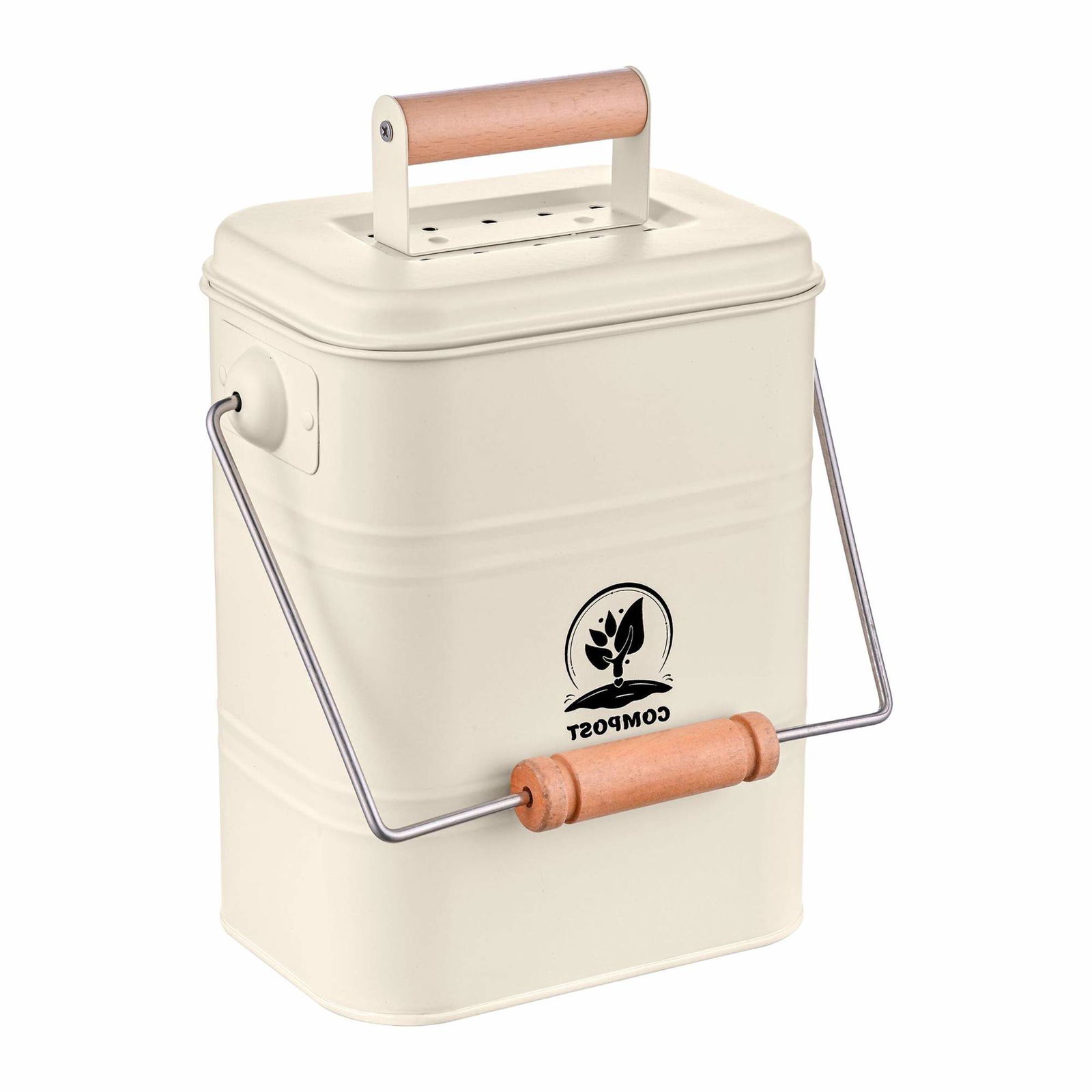 Lugttæt kompostbeholder til køkken – 3,5 l, kulfilter