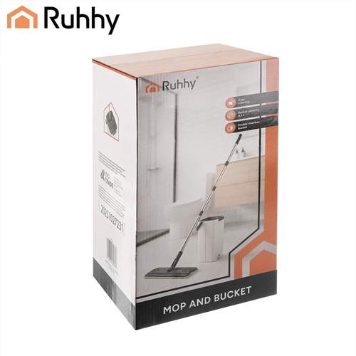 Fladmop med 8,5 l dobbeltkammerspand og 3 svampe