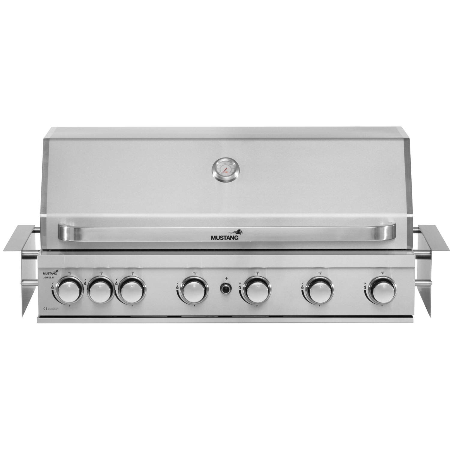 Indbygget gasgrill, rustfrit stål, 6 brændere, 95x46 cm