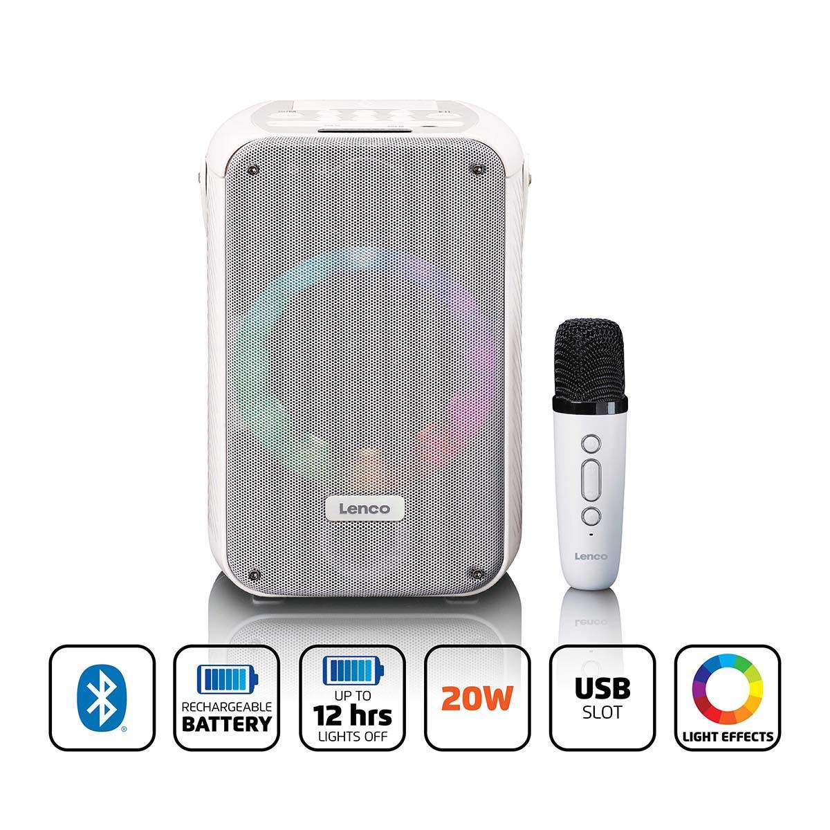 Karaokesystem med Bluetooth, LED-lampor, uppladdningsbart batteri | Hem & Hobby | Pryloteket