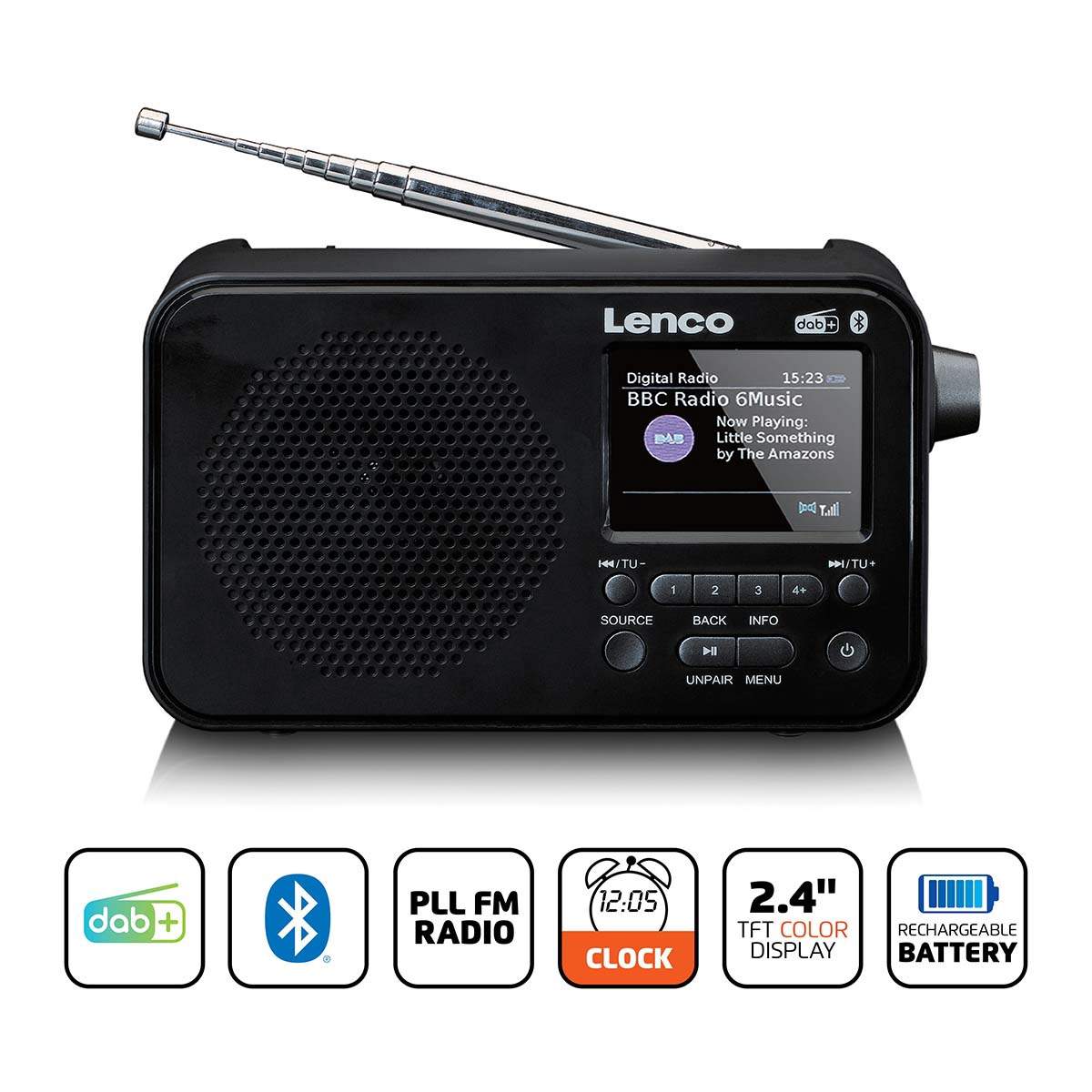 Bärbar DAB+ FM-radio med Bluetooth, 2,4-tums skärm | Hem & Hobby | Pryloteket