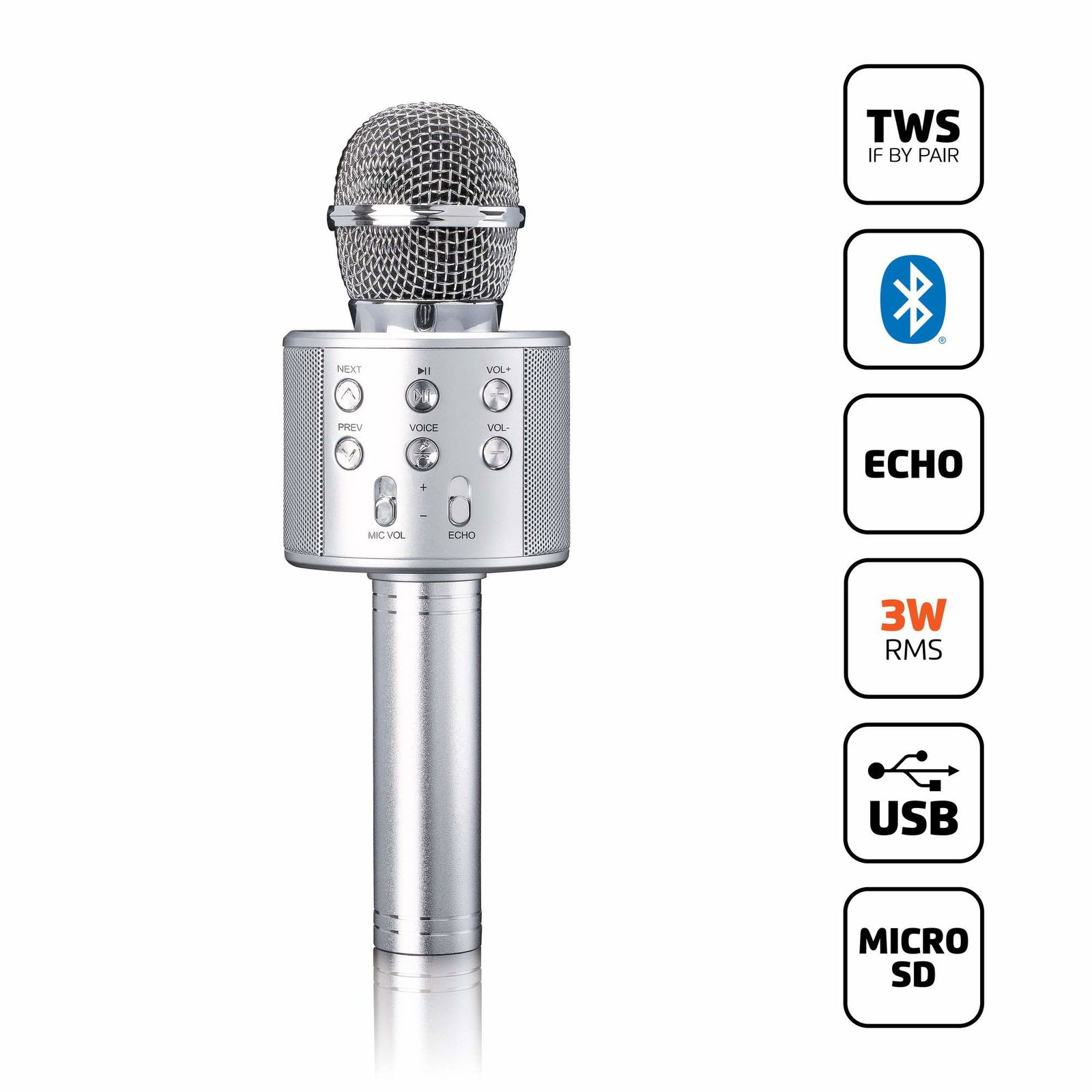 Karaoke-mikrofon med Bluetooth, USB og SD-afspiller billede