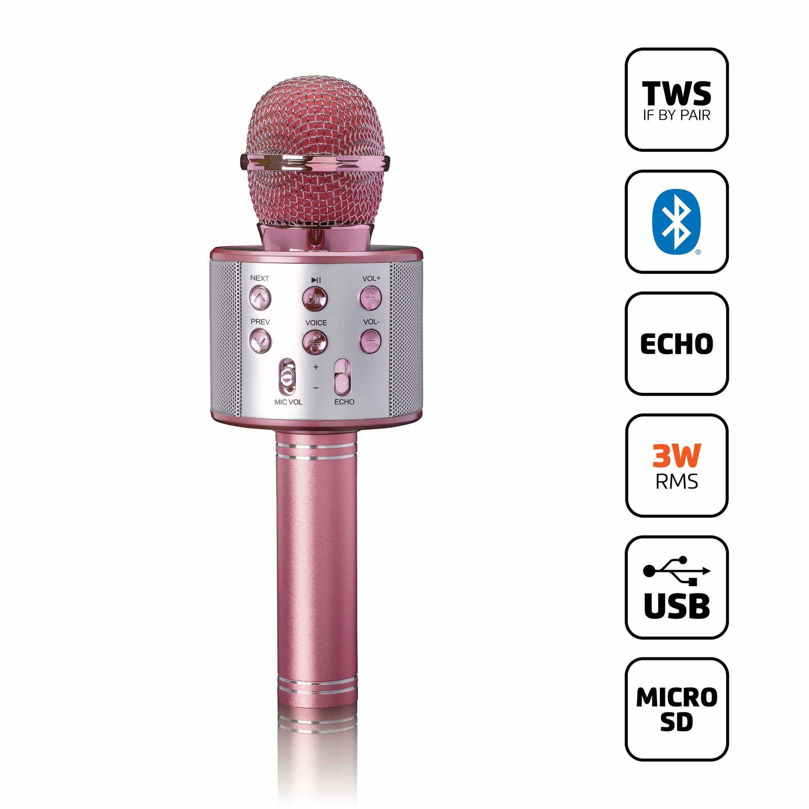 Karaoke-mikrofon med Bluetooth, USB og SD-afspiller billede