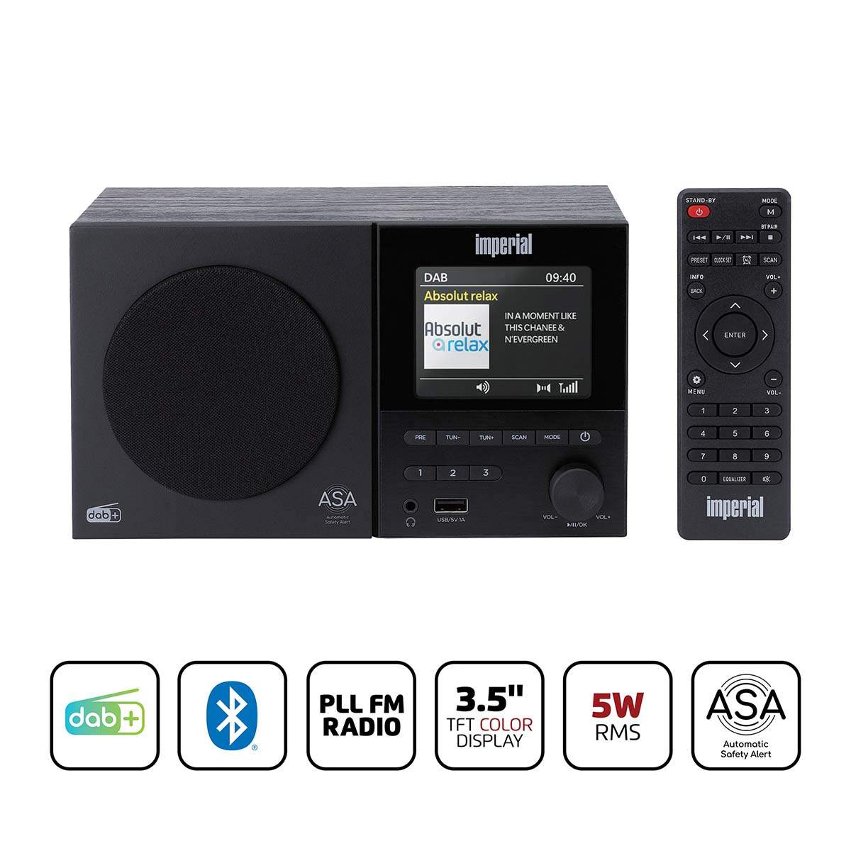 DAB+/FM-radio med Bluetooth, USB og vækkeur billede