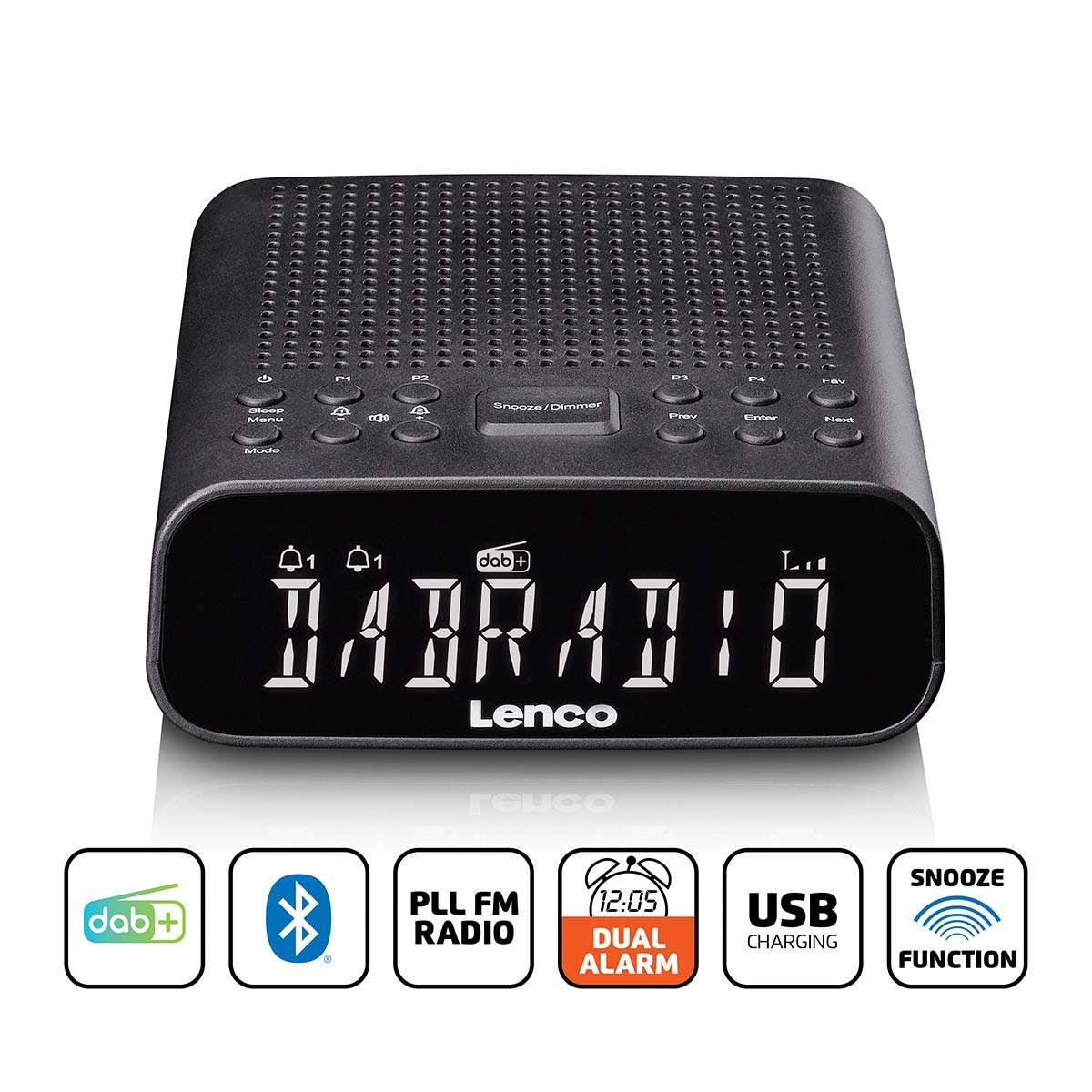 DAB+/FM-clockradio med Bluetooth og LCD-display billede