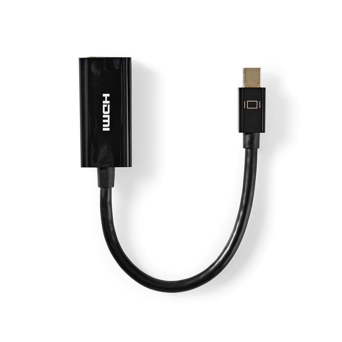 Mini DisplayPort til HDMI-kabel, 0,20 m, sort, 21,6 Gbps billede