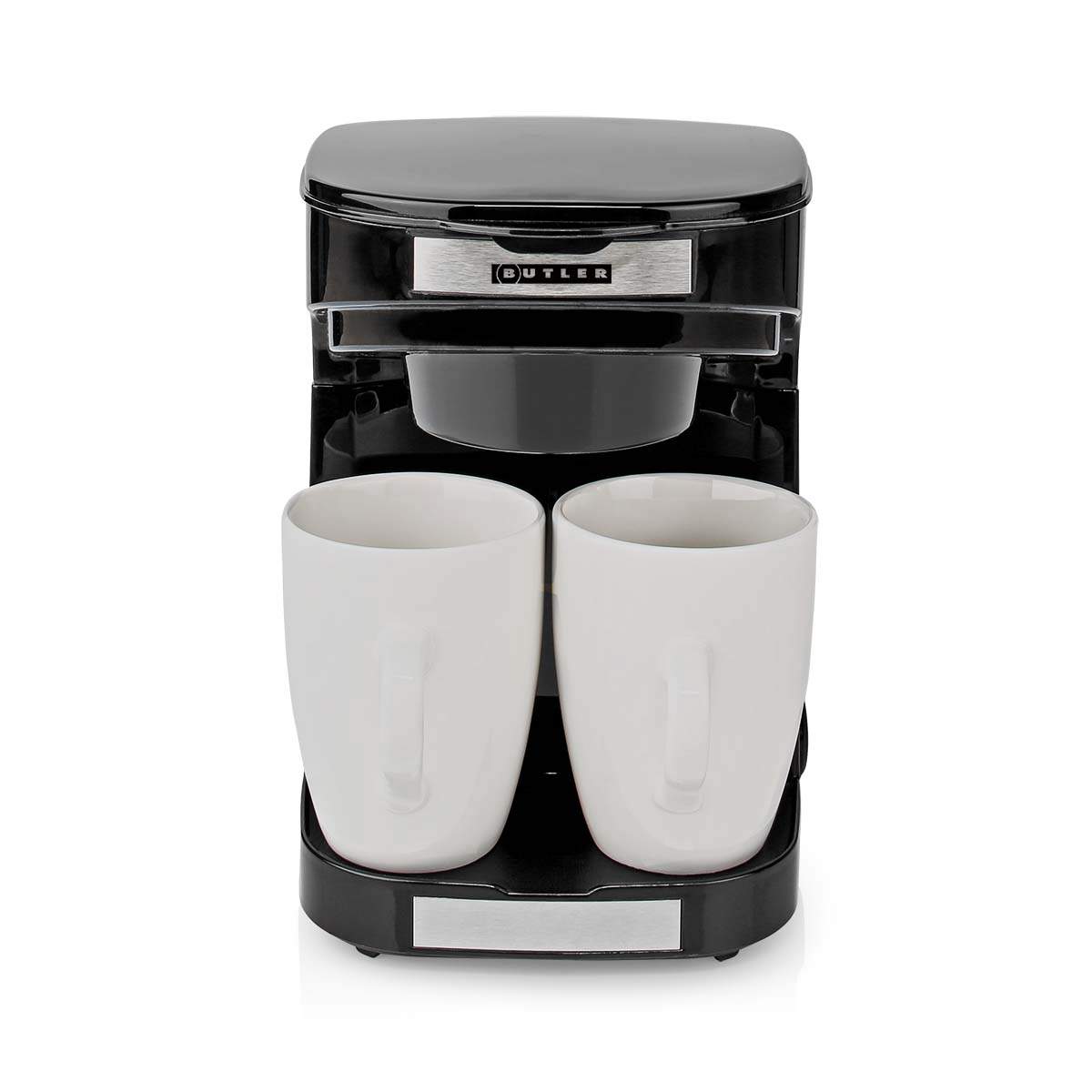 Kompakt kaffemaskine, 2 kopper, automatisk slukning, sort billede
