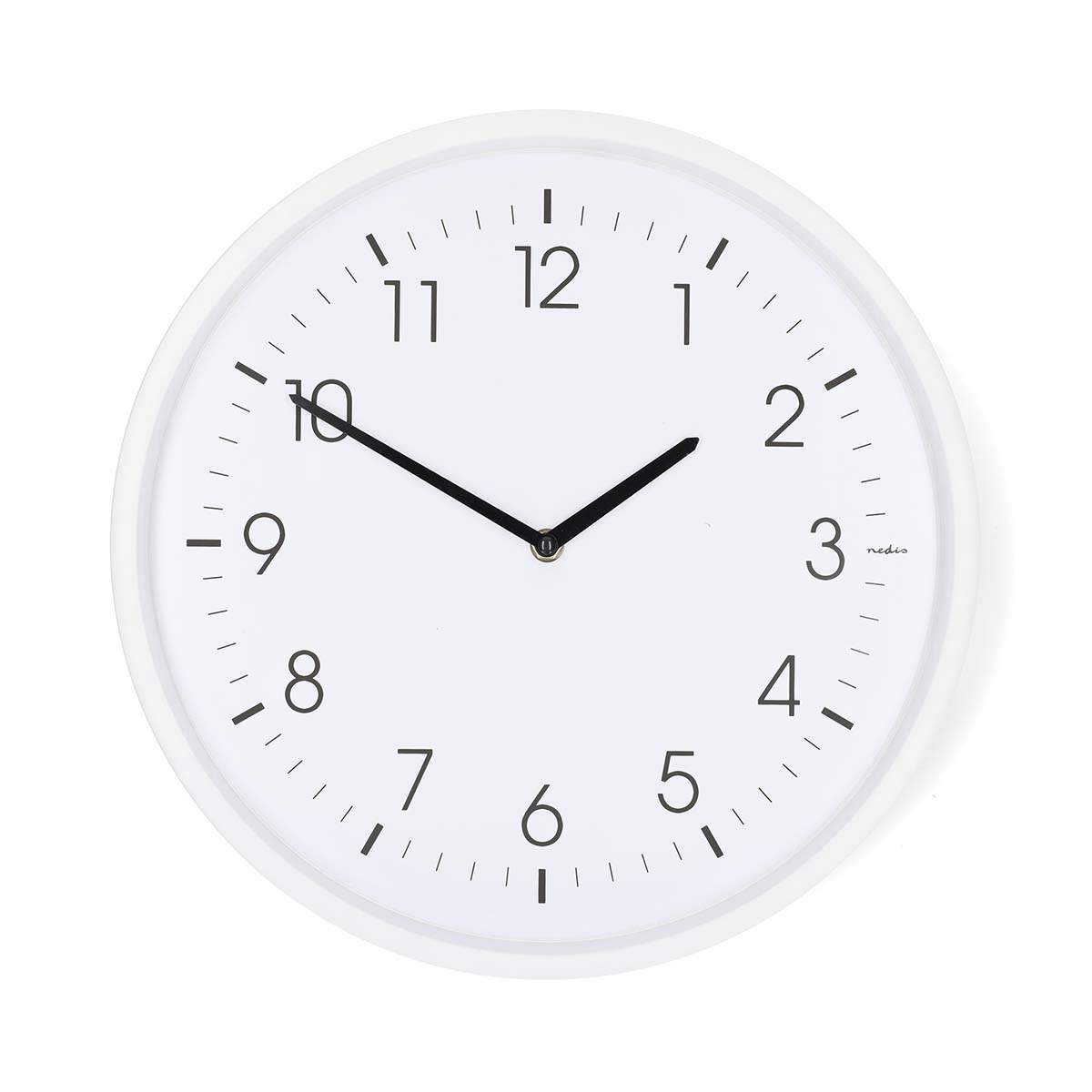 Vægur 360 mm, lydløst urværk, hvid ABS