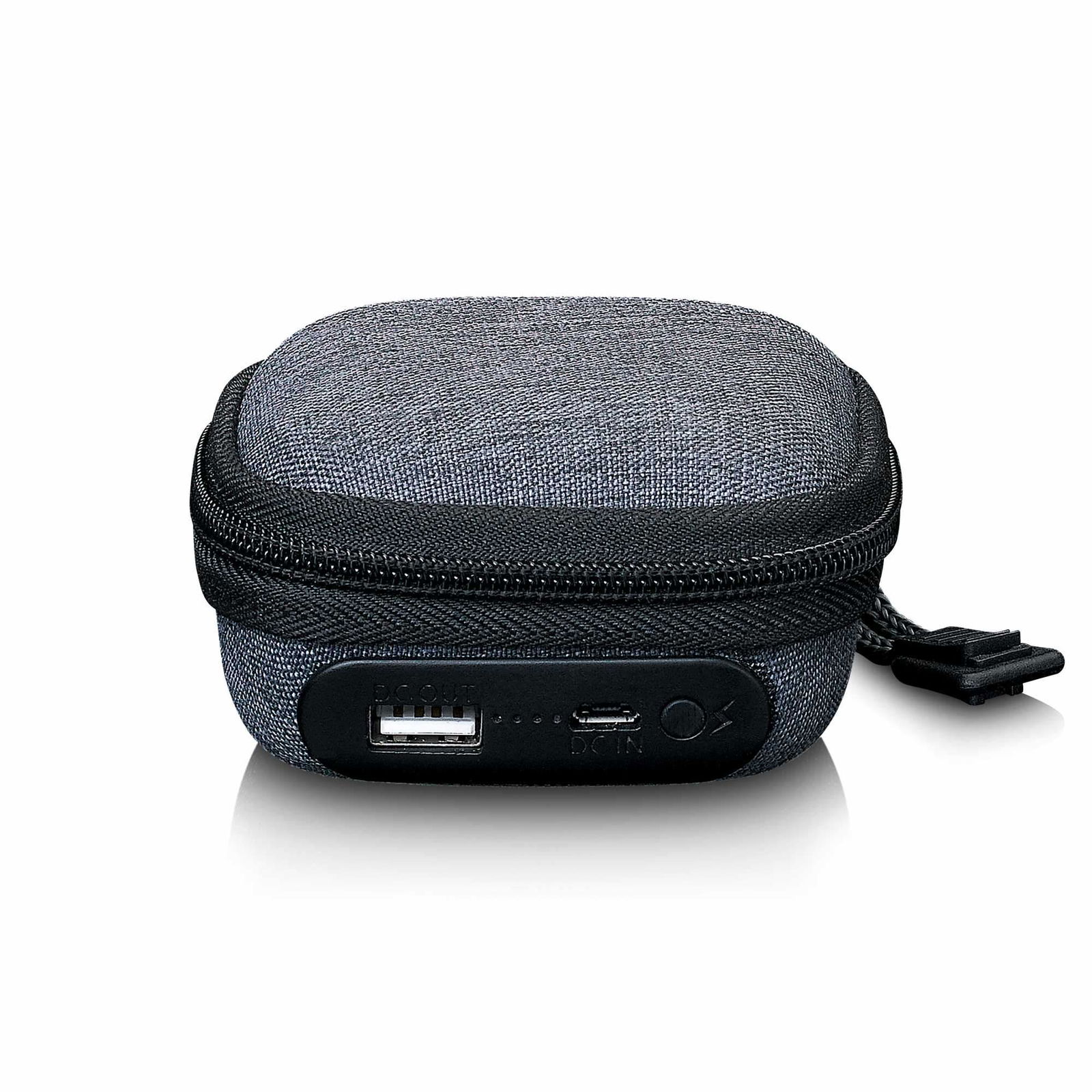 Hovedtelefonetui med indbygget powerbank – grå billede