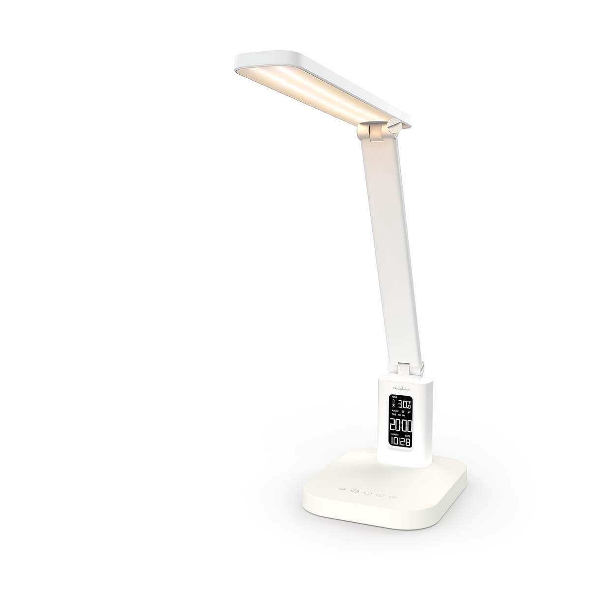 LED-skrivebordslampe med spejl, 3 tilstande, genopladelig, hvid
