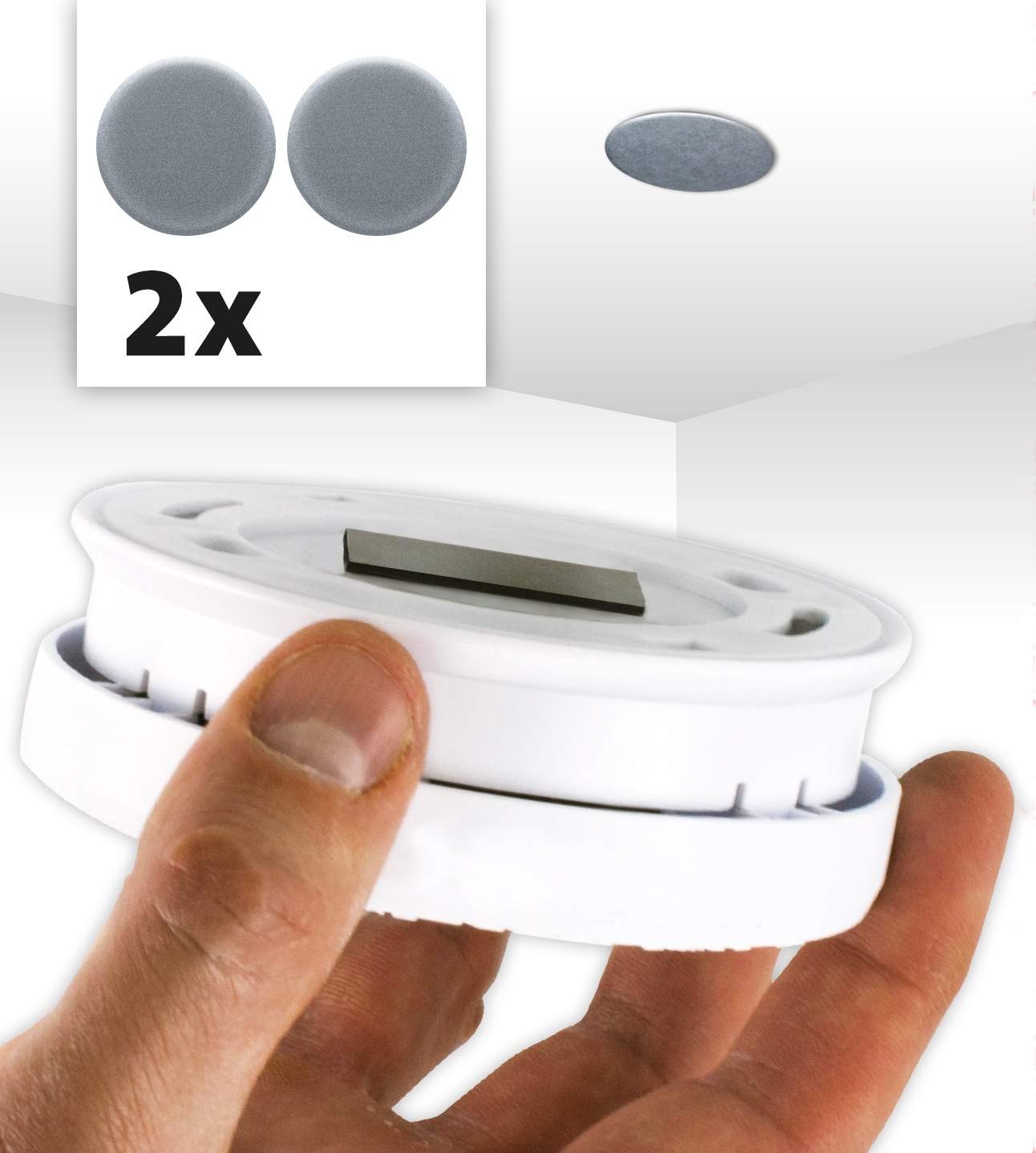 Magnetisk monteringssæt til røg- og CO-detektor – værktøjsfri, 2 stk. billede