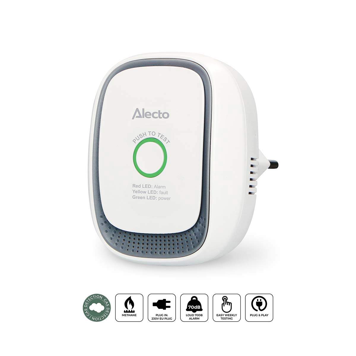 Metangasdetektor med høj alarm og LED-signal billede
