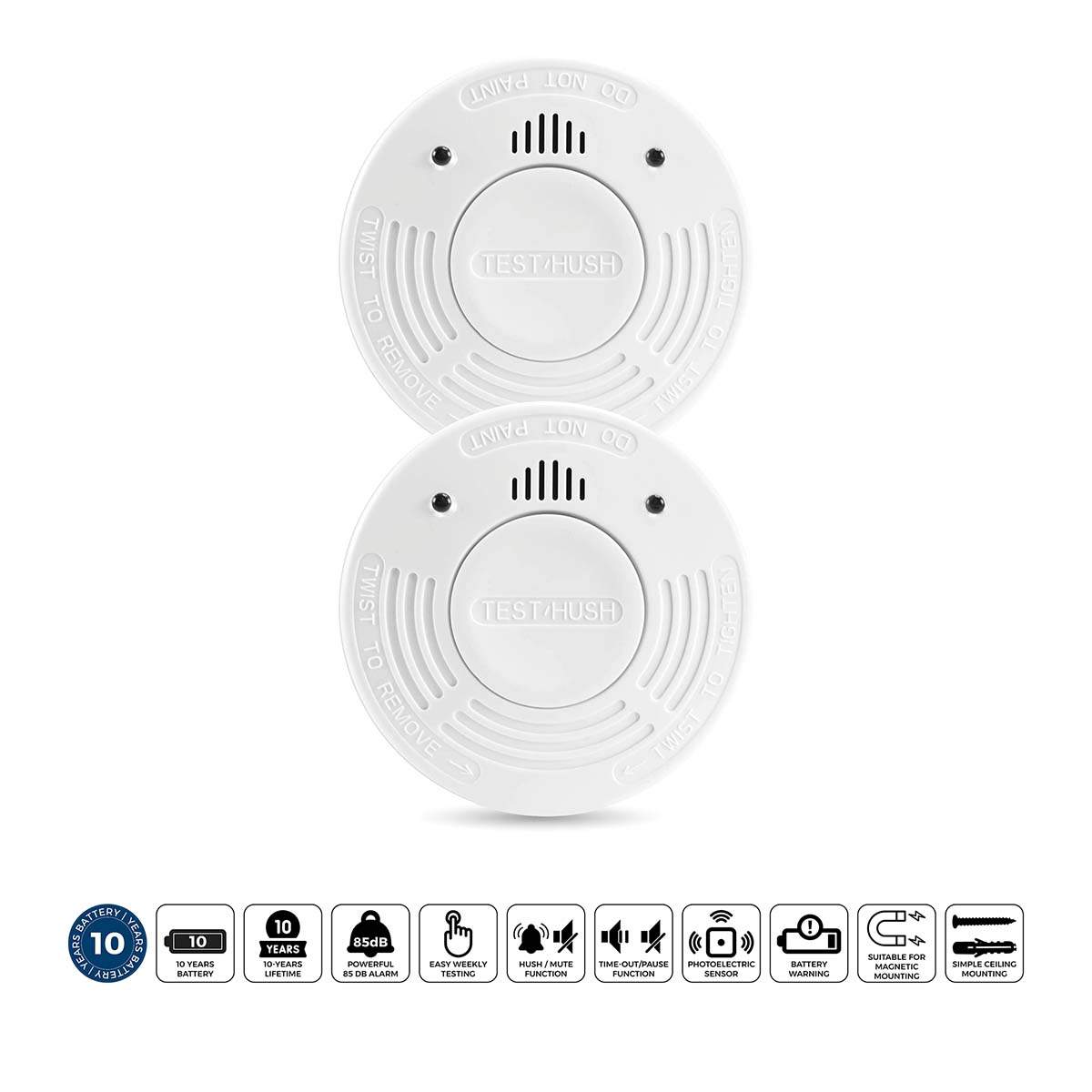 Rökdetektor 2-pack, 10 års batteri, vit | Hem & Hobby | Pryloteket