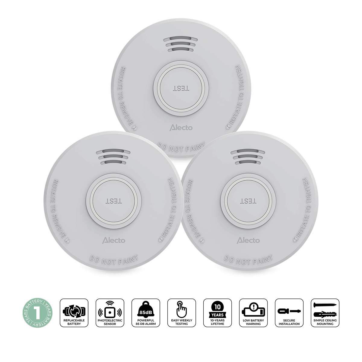 Brandvarnare 3-pack, 1 års batteri, snabb detektering | Hem & Hobby | Pryloteket