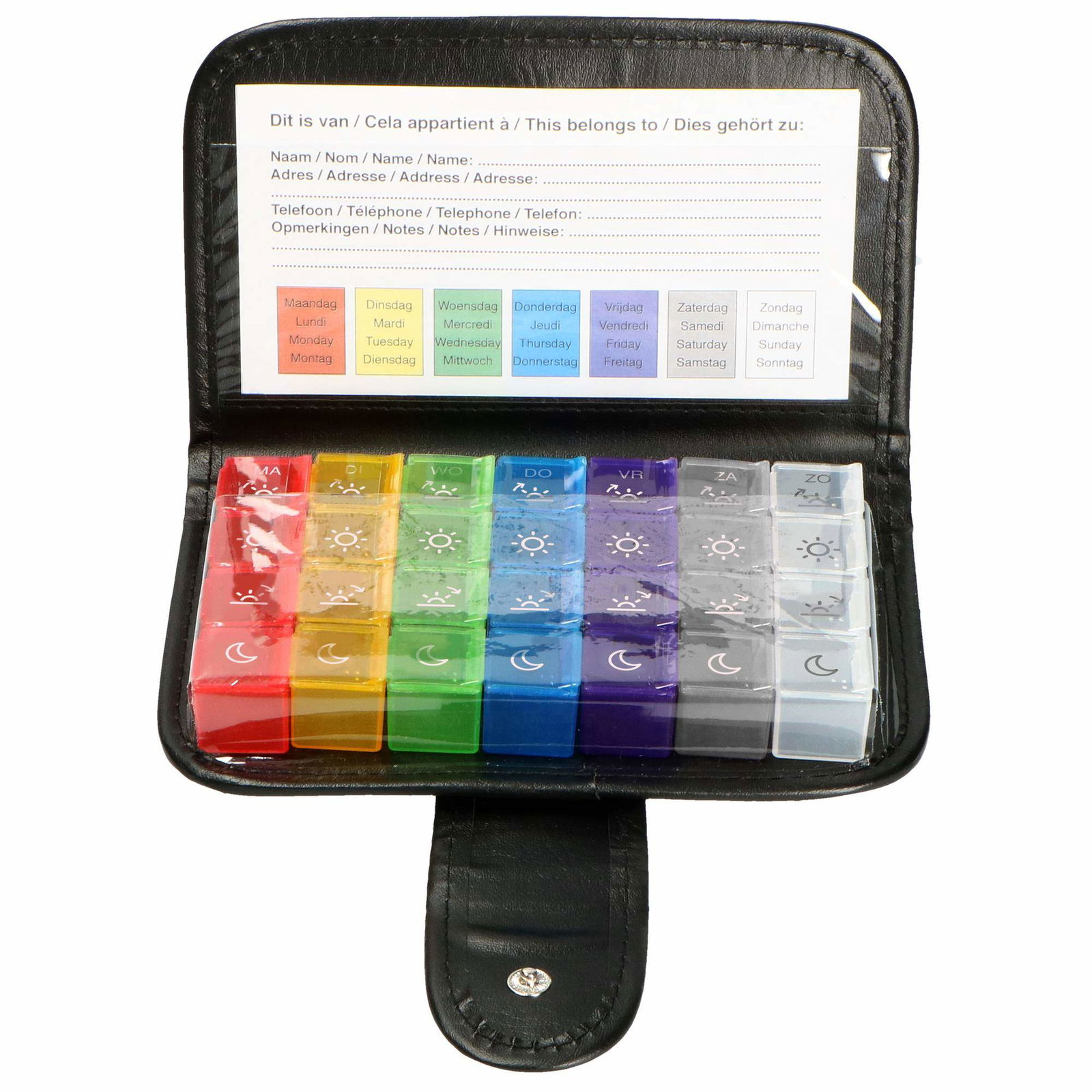 7-dages pilleorganisator med 4 daglige rum, BPA-fri billede