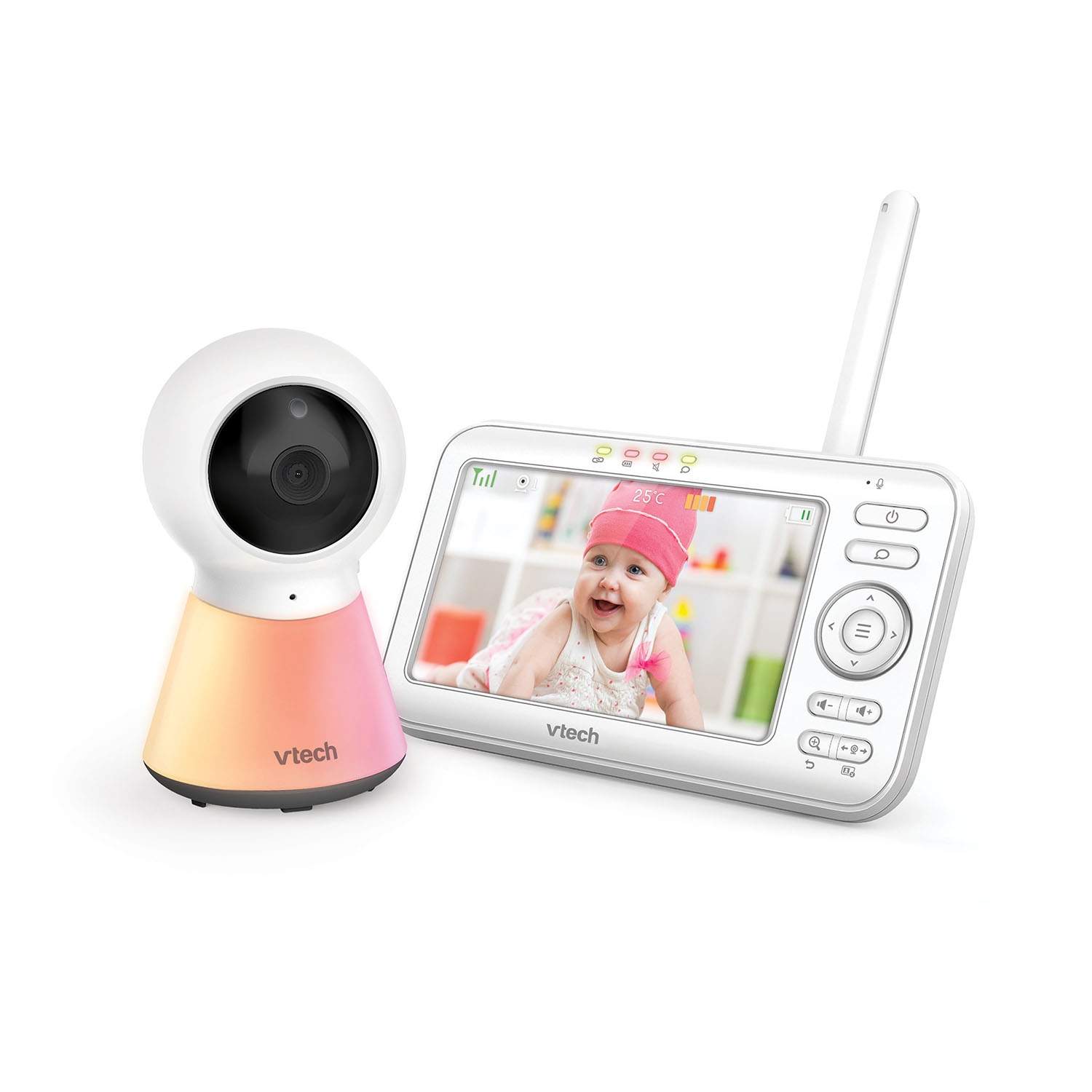 Babyalarm med 5" LCD-skærm, natlys og tovejssamtale billede