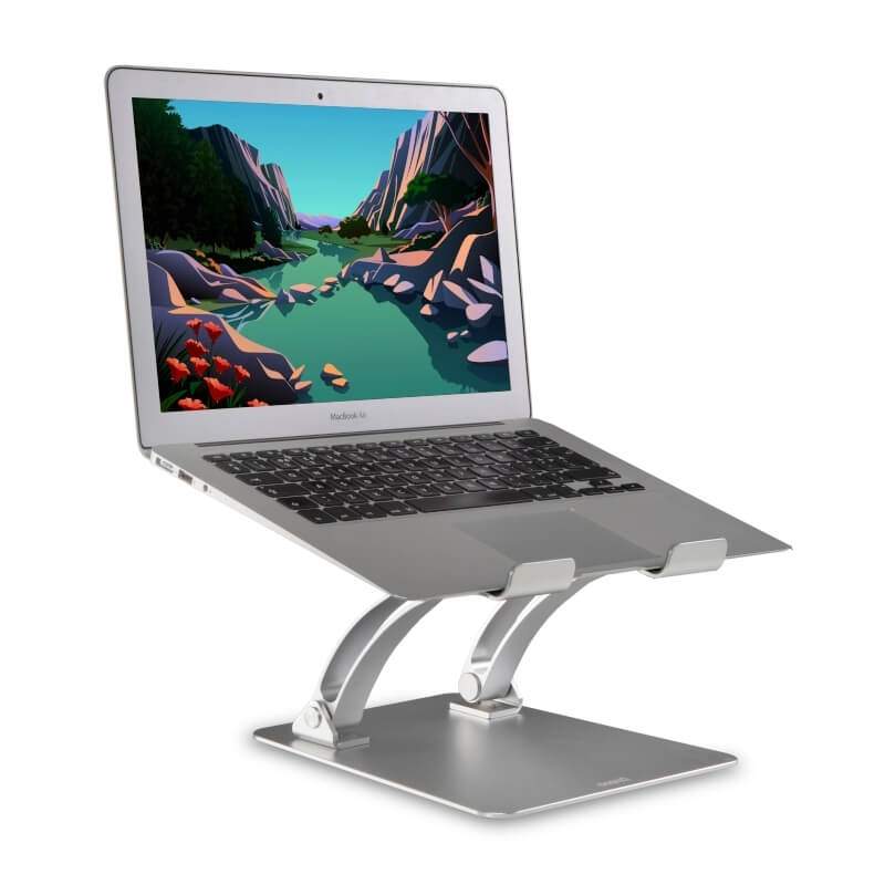 DESIRE2 Laptop Stand Dual Pivot Riser Justerbar Aluminium Sølv