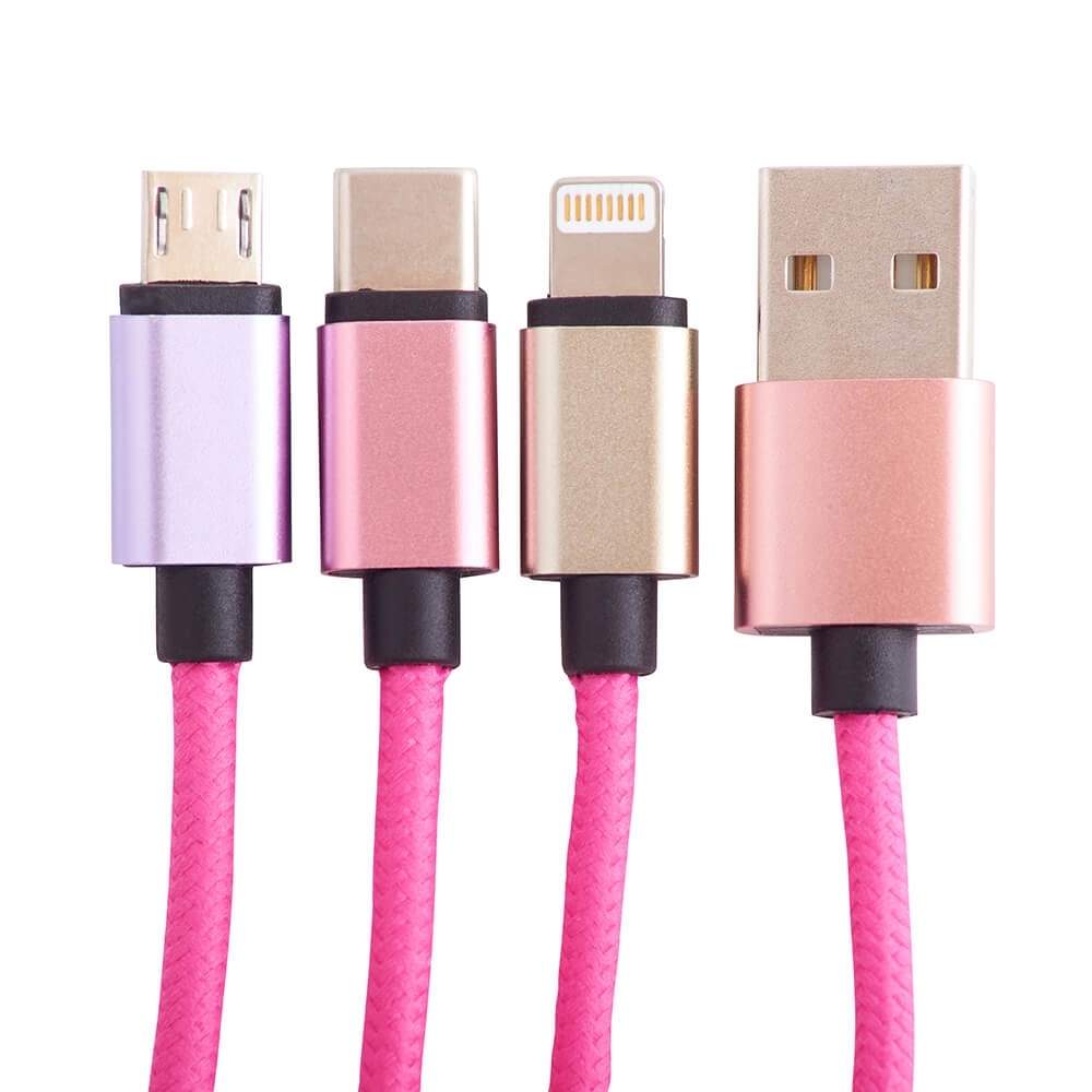 SQUISHMALLOWS Opladerkabel 1,2 m Lola 3in1 USB-C/Micro/Lightning