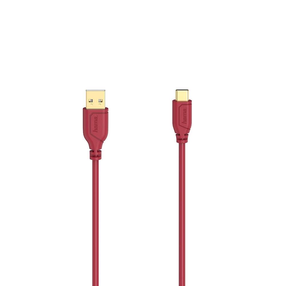 HAMA Cable USB-C Flexi-Slim USB-A-USB-C Gold Red 0.75m | Elektronik - Ljud & Bild - Högtalare | Pryloteket