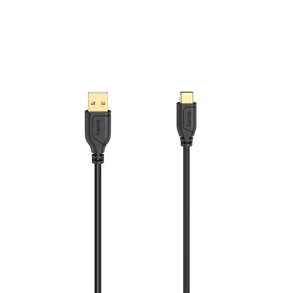 HAMA Cable USB-C Flexi-Slim USB-A-USB-C Gold Black 0.75m | Elektronik - Ljud & Bild - Högtalare | Pryloteket