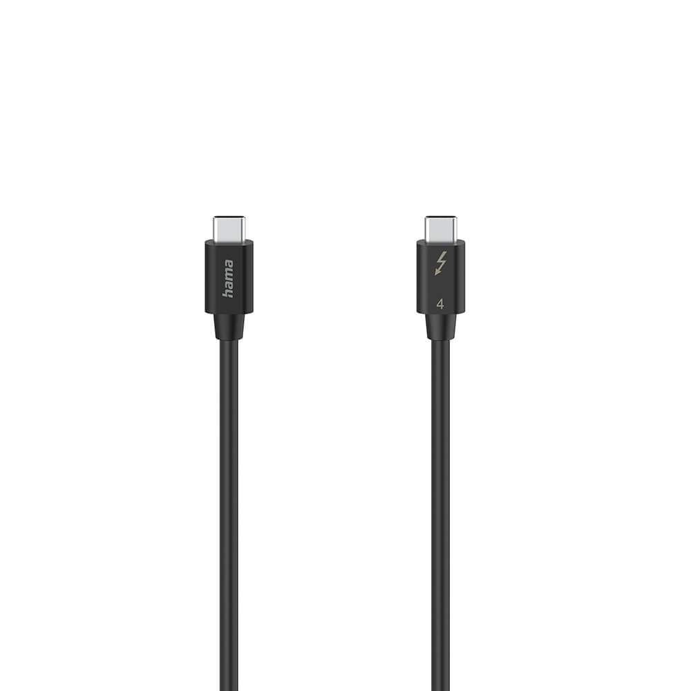 HAMA-kabel USB-C Thunderbolt-4 40 Gbit/s Ultra-HD 8K 0,8m Sort