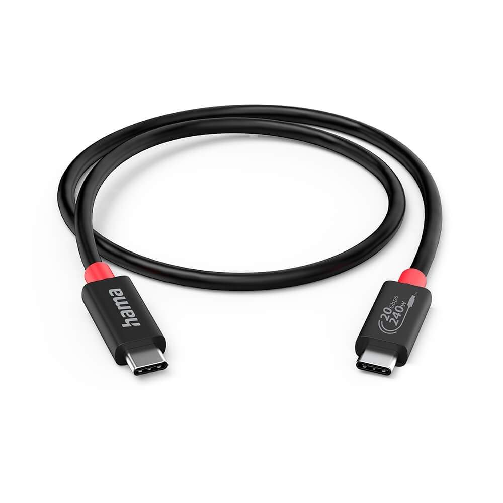 HAMA Kabel USB-C USB 4.0 Gen2 20 Gbit/s 240W 2.0m Sort