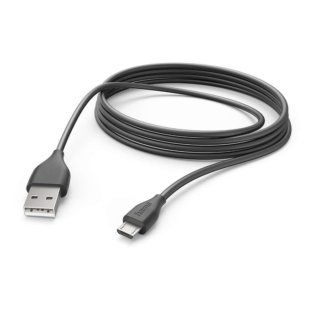 HAMA Charging Cable USB-A to Micro-USB Black 3.0m | Elektronik - Speltillbehör - Nintendo - Nintendo Switch - Laddare | Pryloteket
