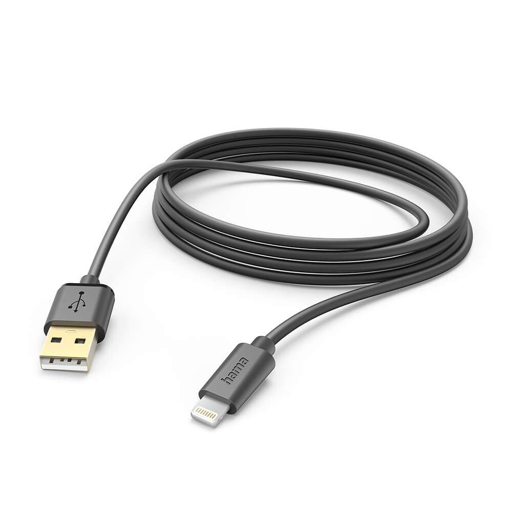 HAMA Charging Cable Lightning Black 3.0m | Elektronik - Speltillbehör - Nintendo - Nintendo Switch - Laddare | Pryloteket