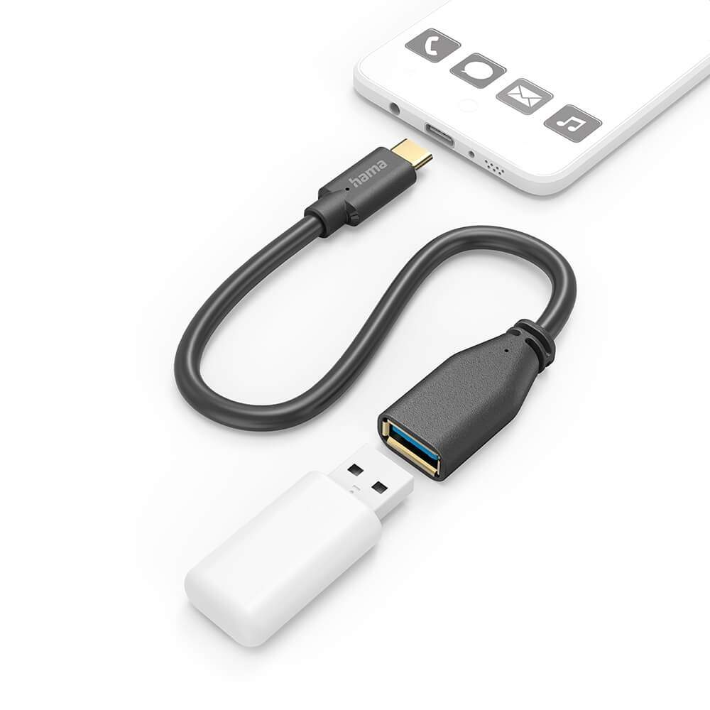 HAMA Adapter Cable USB OTG USB-C to USB-A Black 0.15cm | Elektronik - Tillbehör Mobil & Surfplatta - Mobiltillbehör - Mobilkablar - Tillbehör | Pryloteket