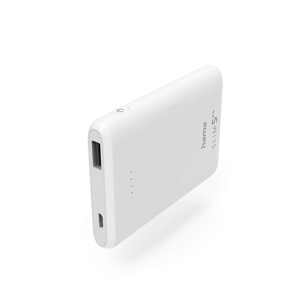 HAMA Powerbank Slim 5000mAh White | Elektronik - Ljud & Bild - Högtalare | Pryloteket