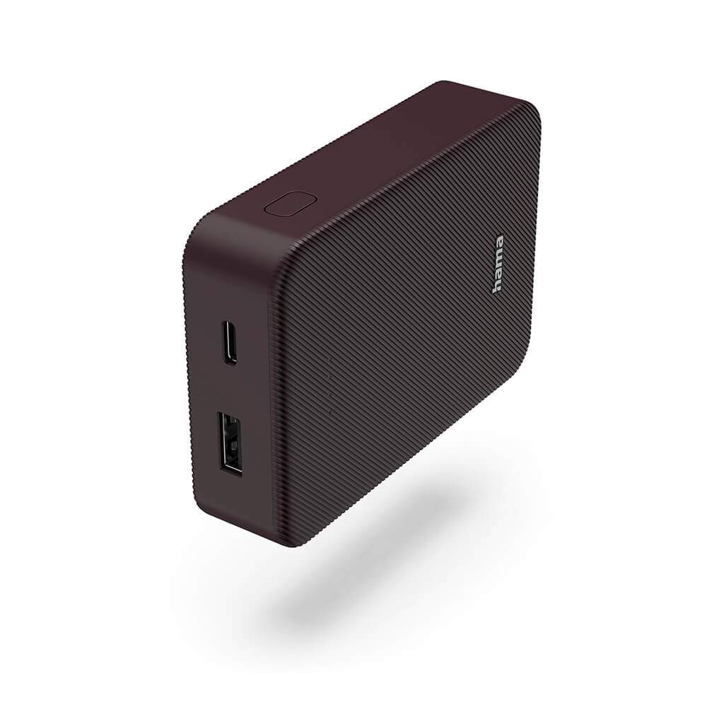 HAMA Powerbank Colour 10 10000mAh USB-C+USB-A Plum | Elektronik - Kablar & Adaptrar - Adaptrar & Signalomvandlare - USB | Pryloteket
