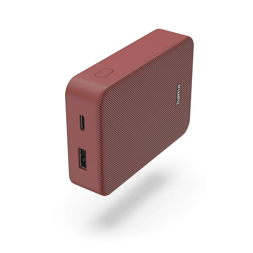 HAMA Powerbank Color 10 10000mAh USB-C+USB-A Rød