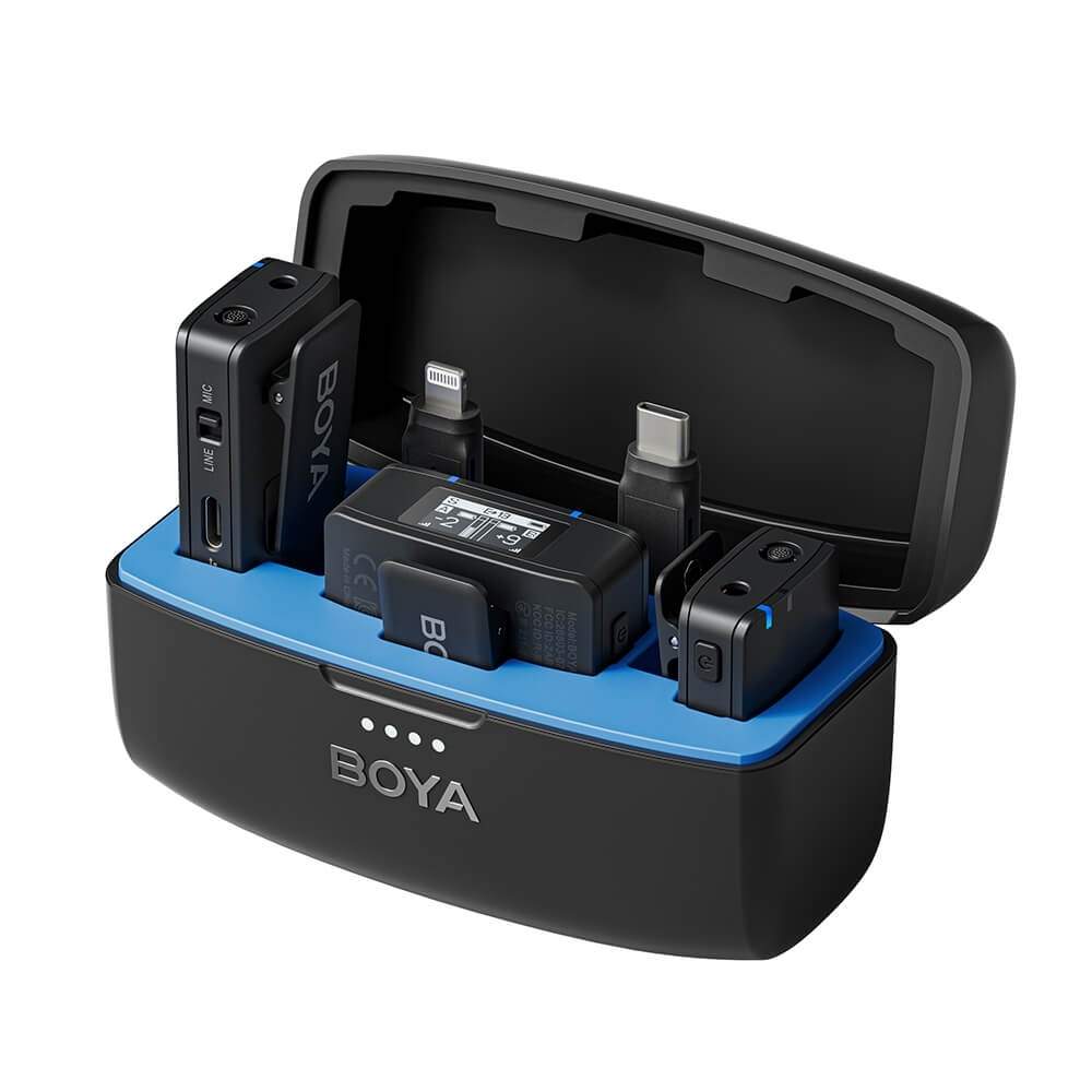 BOYA trådløs 2,4 GHz mikrofon x2 BOYAMIC 3,5 mm TRS Lightning USB-C
