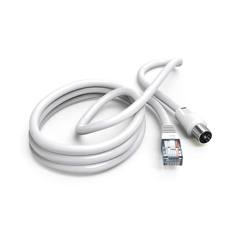 HAMA Cable Antenna 75dB Coax Plug to RJ45 Plug White 2.5m | Hem & Hobby | Pryloteket