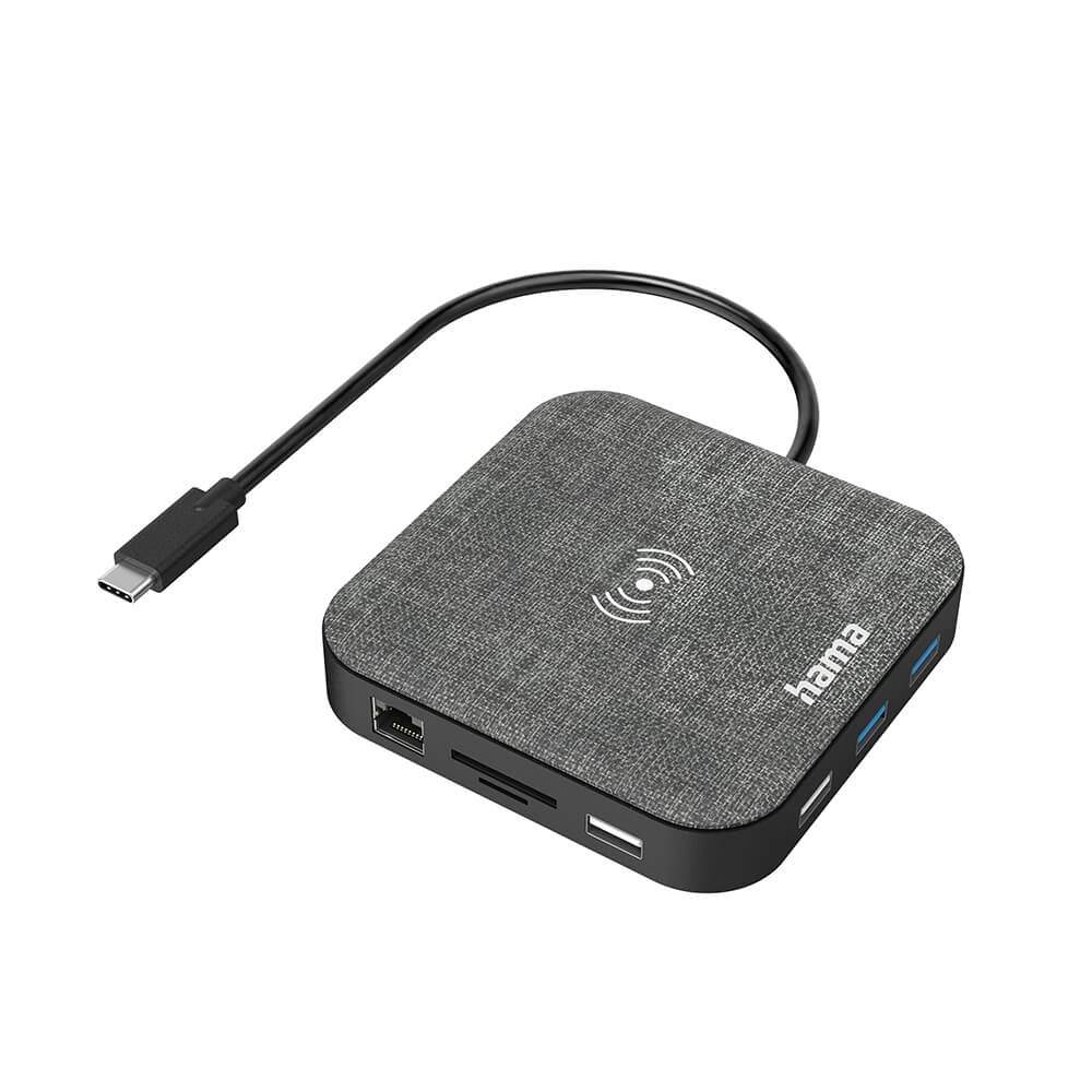 HAMA USB-C Hub Multiport Qi Charging 12 Porte