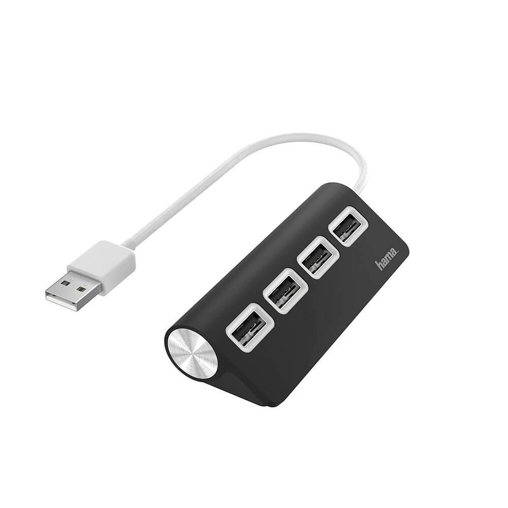 HAMA Hub USB-A 2.0 4x Porte 480 Mbit/s Sort