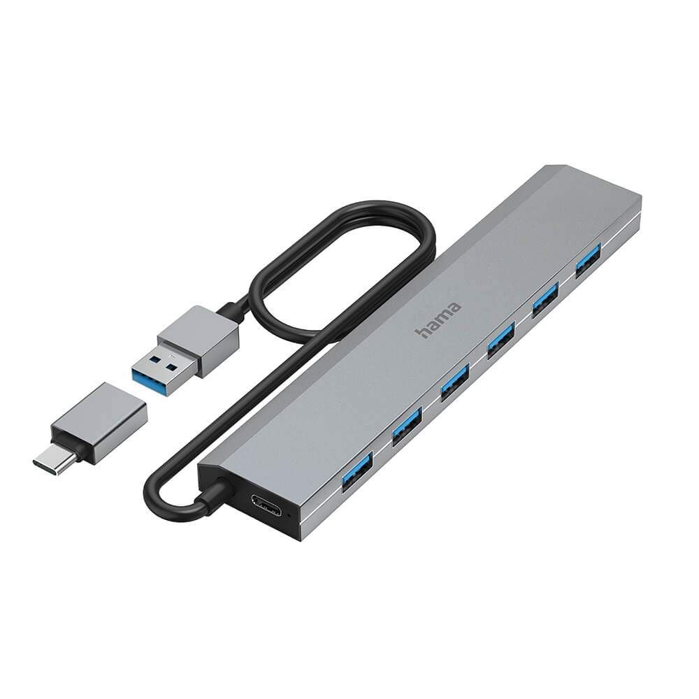 HAMA USB Hub 7 Ports incl. Power Supply Unit | Elektronik - Datortillbehör - Tangentbord, Möss & Fjärrkontroller - Tangentbord | Pryloteket