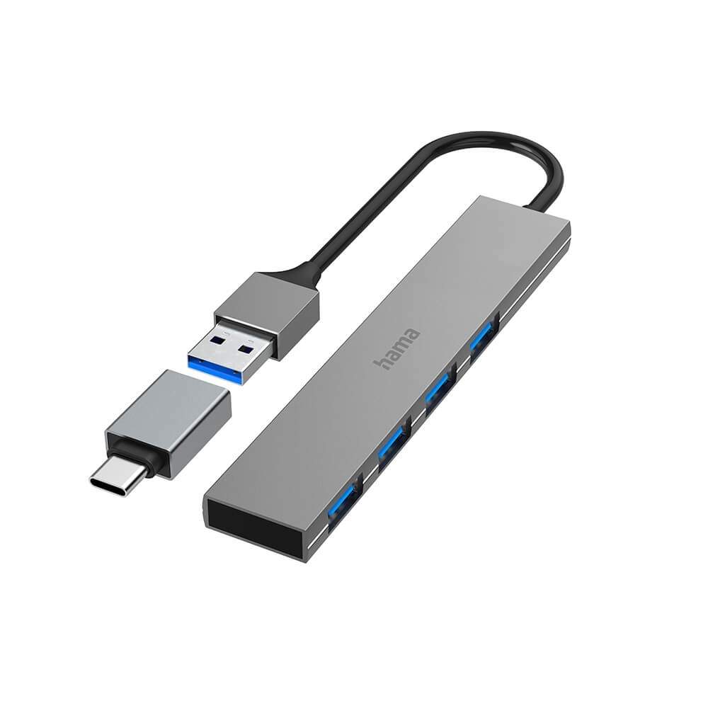 HAMA Hub USB-A 3.2 4x Ports 5 Gbit/s USB-C Adapter | Elektronik - Datortillbehör - Tangentbord, Möss & Fjärrkontroller - Tangentbord | Pryloteket