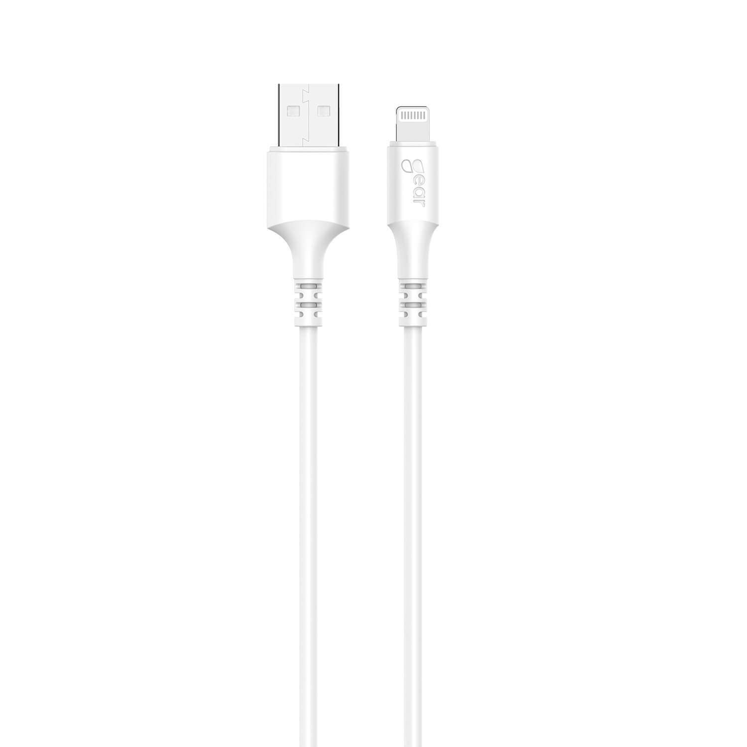 GEAR Ladekabel Lightning til USB-A 1m Hvidt MFI Rundt Kabel