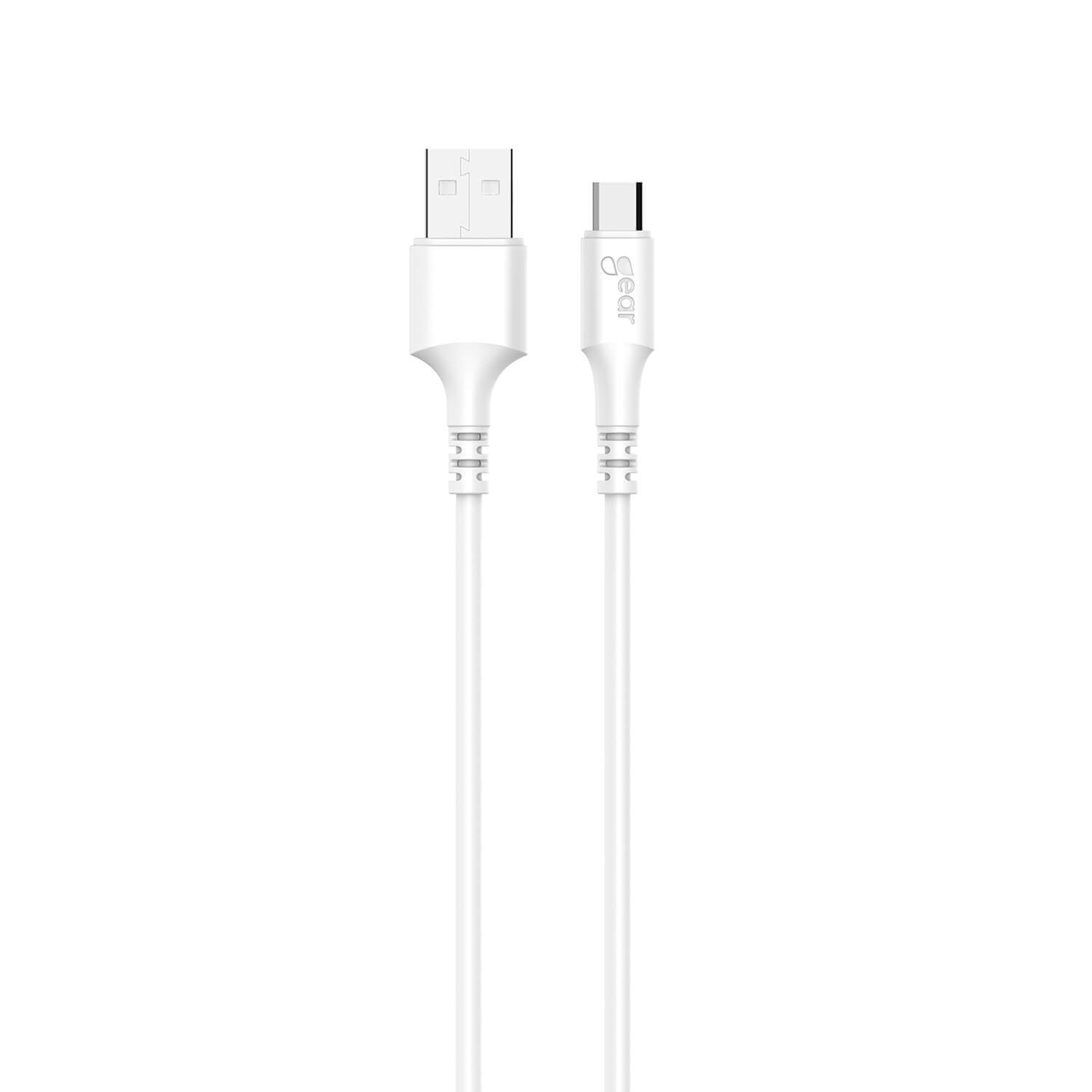 GEAR Ladekabel MicroUSB til USB-A 1m hvidt rundt kabel