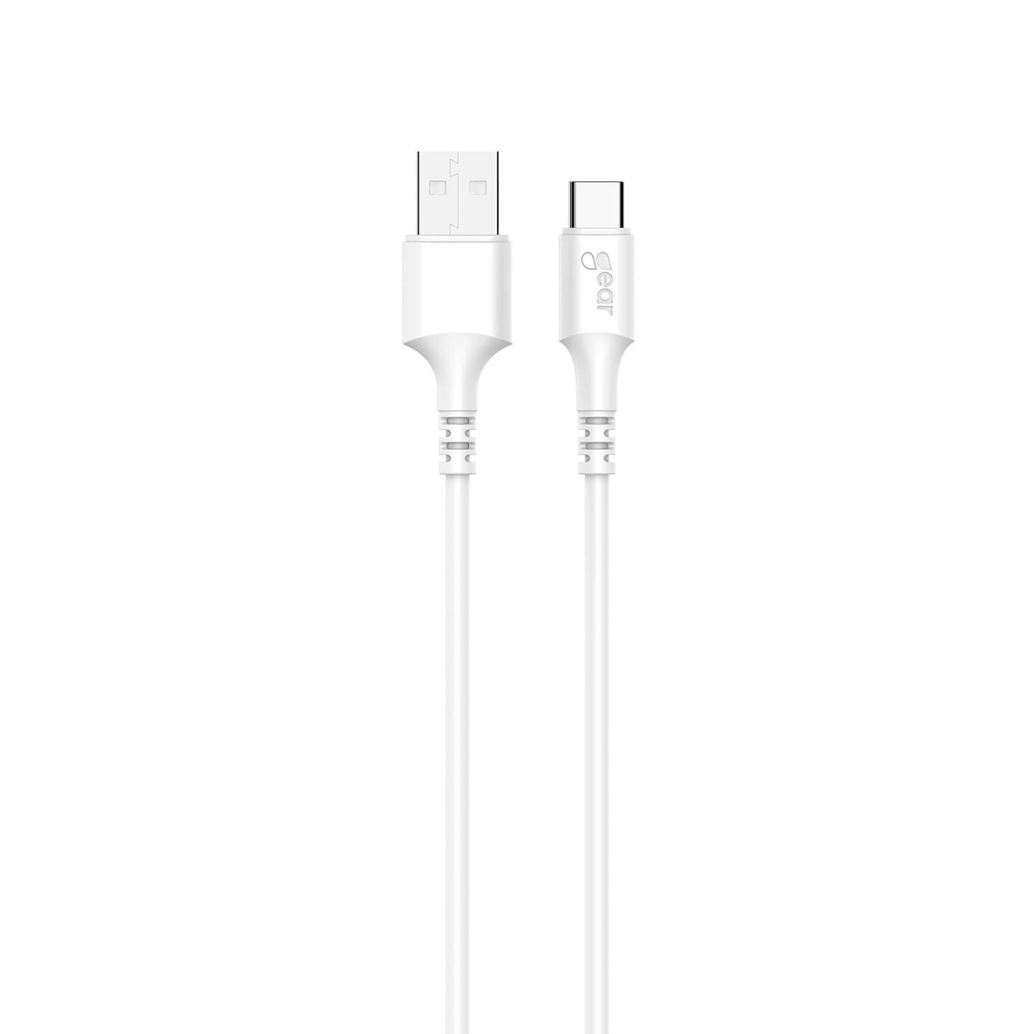 GEAR Charging Cable USB-A-USB-C 2.0 1m Vit gen2 Rund Kabel | Elektronik - Kablar & Adaptrar - Adaptrar & Signalomvandlare - USB | Pryloteket