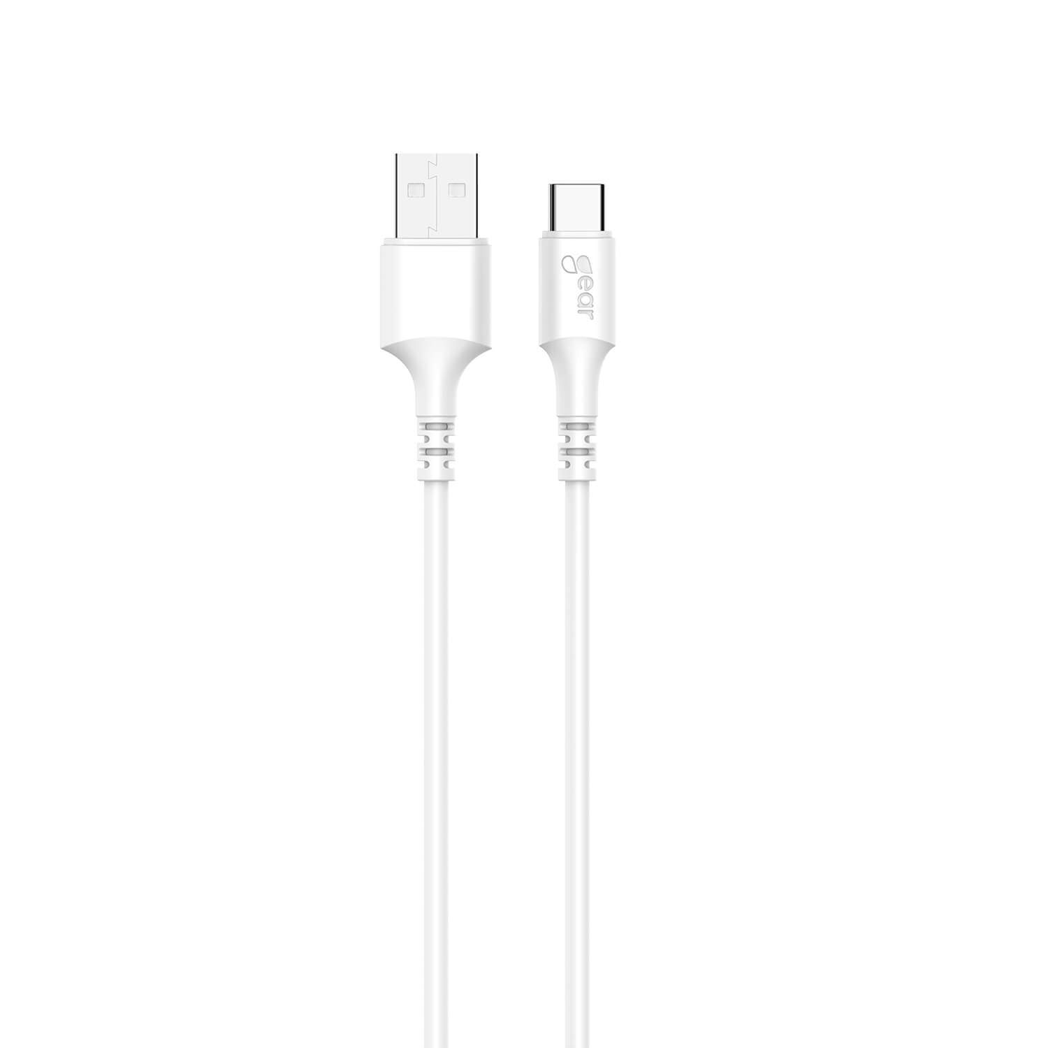 GEAR Ladekabel USB-A til USB-C 2.0 0.3m Hvidt rundt kabel